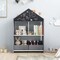 Costway Kids Dollhouse Bookshelf with Writable Chalkboard Whiteboard 4 Top Compartments Gray/Pink